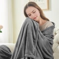 thumbnail image 4 of IR Imperial Rooms Fleece Bed Throw Blanket, Plush, Travel and Couch Fuzzy, Cozy Washable Ultrasoft Throw Size Silver/Light Gray, 4 of 13