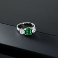 thumbnail image 3 of Gem Stone King 3.50 Cttw Green Nano Emerald and Moissanite 3 Stone Engagement Ring for Women | 925 Sterling Silver | Cushion 8MM | Three Stone Wedding Engagement Anniversary Ring for Women| Size 8, 3 of 5