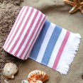thumbnail image 2 of Luzia Toalla Multiusos Peshtemal A Rayas  Playa, Piscina Y Baño (Individual 40 X 70 Pulgadas) 100% Algodón Turco Premium, Elegante, Suave, Absorbente Y De Secado Rápido (Azul Y Rojo), 2 of 5