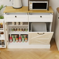 CQSXDA Kitchen Trash Can Storage Cabinet with 2 Drawers and 1 Tilt Out Bin for Home Organization - White