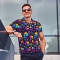 thumbnail image 4 of Picia mushroom rainbow color Skull Print Men's Polo Shirt, Two-Button Closure Pique Polo Shirt, Summer Fashion Golf Shirt-Medium, 4 of 6
