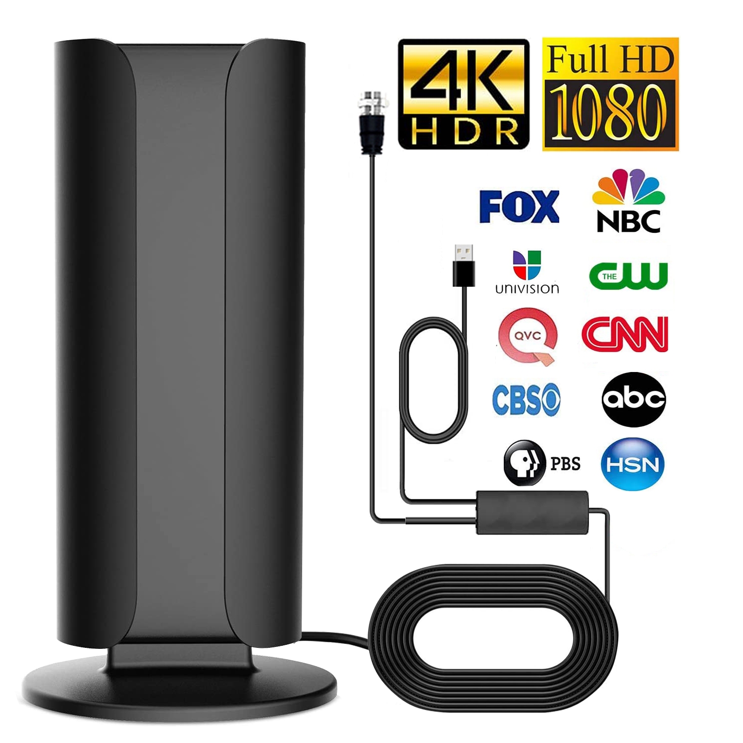 TV Antenna, Digital HD Portable TV Antenna Indoor, 360° Reception