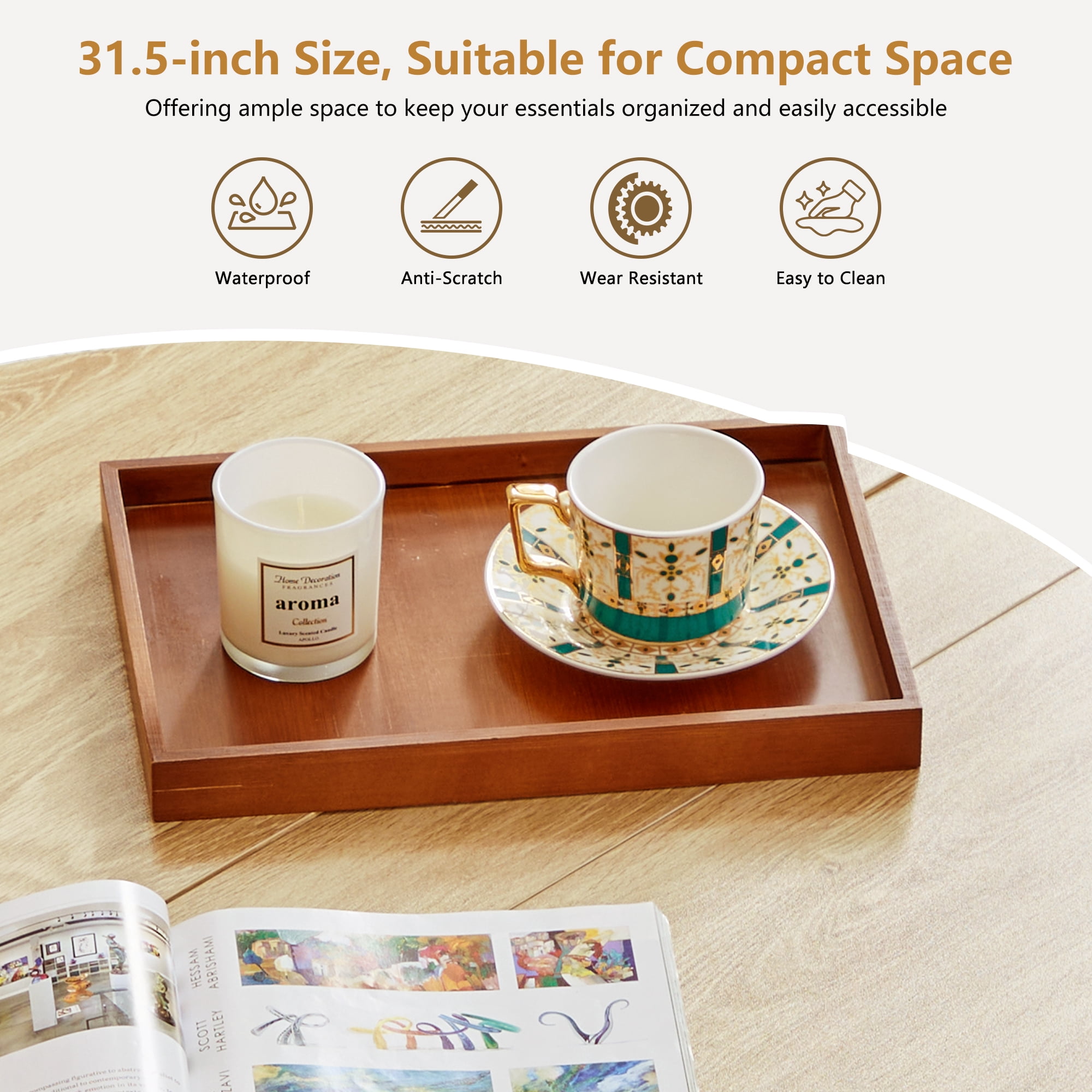 PHOYAL 4 in 1 Fluted Round Coffee Table with Flip Top and Lift Top, Round Coffee Table with Hidden Compartments Storage for Living Room, Natural