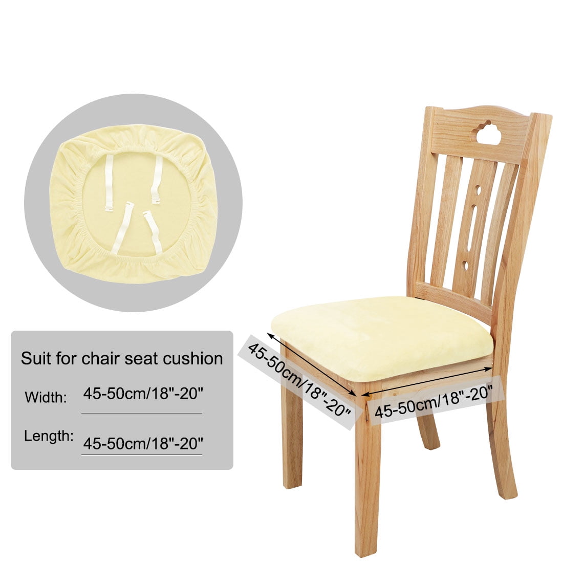 Unique Bargains 6Pcs Velvet Dinning Chair Seat Cover Elastic Stretchable Slipcovers Beige