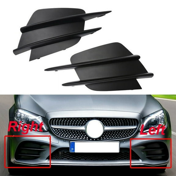 Car Front Bumper Fog Light Cover Grilles for C-Class W205 2018-2020 A2058857202 A2058857302
