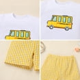 thumbnail image 4 of IDOPIP Toddler Boys Back to School Clothes Set Funny Pattern T Shirt Gingham Shorts Boys Summer Outfits, 4 of 7