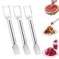 thumbnail image 1 of Weloille Stainless Steel Watermelon Fork 1 Piece, Food Grade Material Sharp Edge Reusable Rust Proof, Multifunctional Fruit Cutting Slicer Tool, for Home Kitchen Party Picnic Fruit Cutting, 1 of 8