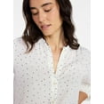 thumbnail image 5 of Time and Tru Women's Ruffle Button Down Blouse with Long Sleeves, Sizes XS-XXXL, 5 of 6