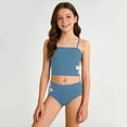 thumbnail image 3 of Xijirk Girls Swimsuit,Girls Two Piece Swimwear Cute Solid Tankini Set with Side Flower Design Strappy Top and Comfortable Brief Bottoms for Beach or Pool,Kids Swimsuits,Z01 Sky Blue,7-8 Years, 3 of 7