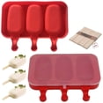 thumbnail image 1 of Homemade Popsicle Silicone Molds with Lid Popsicle Molds BPA-Free, Ice Pop Molds with 3 Cavities, Cake/Ice Cream/Popsicle Maker Easy Release, with 100Popsicle Sticks (Set of 2 Red), 1 of 8