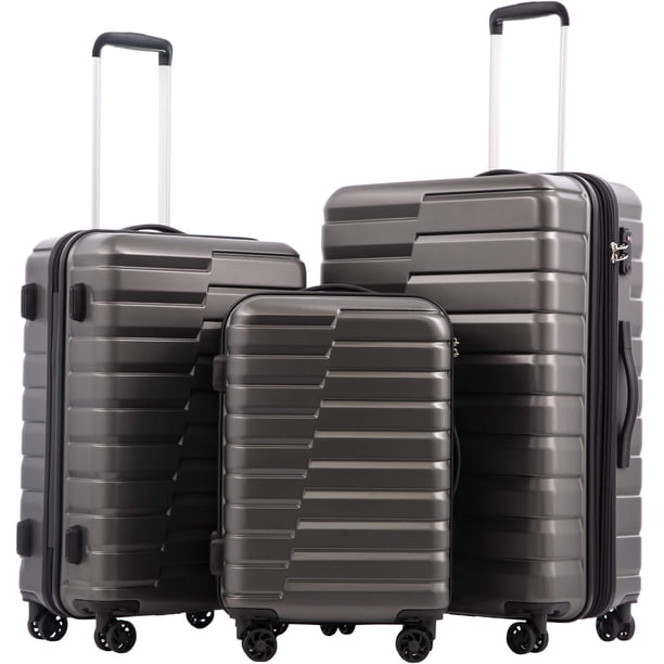 Maleta expandible Luggage Coolife para PC, ABS TSA, juego de 3 piezas, gris