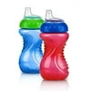 Nuby 2 Piece No Spill Easy Grip Trainer Cup 10 oz, Blue/Red