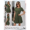 thumbnail image 7 of HUBERY Women Pleated Layered Hem Pocket Crew Neck Short Sleeve Mini Dress, 7 of 7