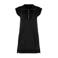 thumbnail image 6 of Jzuxvd Womens Summer Half Zip Sweatshirt Dresses V Neck Collared Sleeveless Workout Tunic Mini Dress Black L, 6 of 8