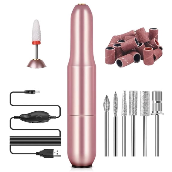 Electric Nail Drill: 2025 Electric Nail File Rose Efile Nail Drill Professional Manicure with 6PCS Nail Drill Bits Portable Nail File & Salon Use Manicure Pedicure at Home