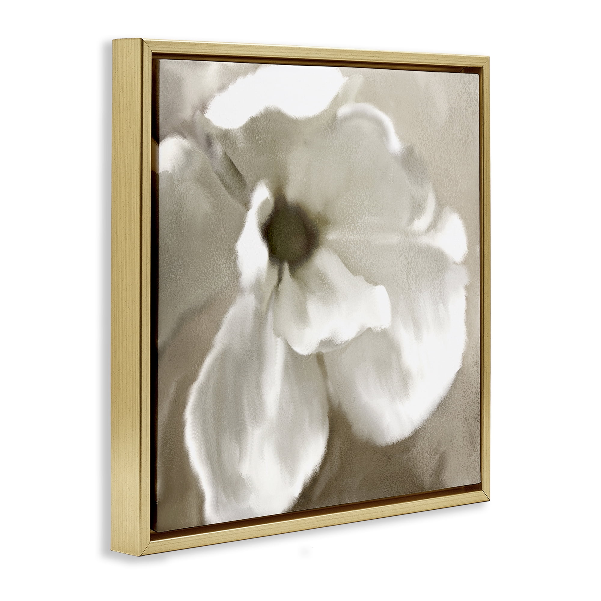 Stupell Industries Blooming Magnolia Petals Plants & Flowers Painting Gold Floater Framed Canvas Art Print Wall Art, 18 x 18
