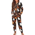 thumbnail image 3 of HELLHERO Halloween Pjs Set for Women Ghost Pumpkin Pinted Pajama Long Sleeve Sleepwear with Pockets Floral Printed Loungewear for Home, XL, 3 of 5