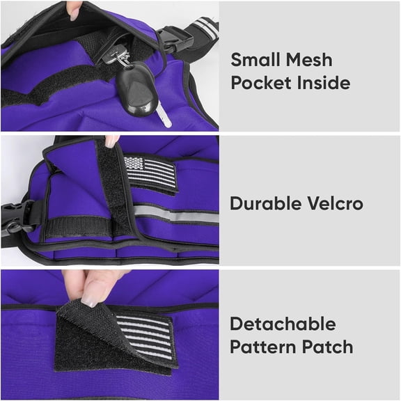 Adjustable Weighted Vest, 4-10lb/12-18lb/20-32lb Vest with 6 Ironsand Weights and Large Pocket, Weight Vest for Men Women Strength Training, Running, Walking