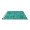 thumbnail image 2 of Ahgly Company Machine Washable Indoor Round Abstract Turquoise Blue Contemporary Area Rugs, 5' Round, 2 of 4