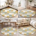 thumbnail image 4 of Round Rugs 6Ft, Yellow Green Checkered Floral Round Area Rug Washable Indoor Throw Carpet, Farmhouse Art Flowers Buffalo Soft Non Slip Circle Rug for Office Cabinet Home Decor Aesthetic, 4 of 8