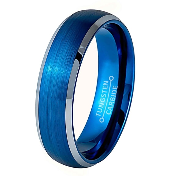 Jewelry Avalanche 2-Tone Blue Tungsten Wedding Band, Comfort Fit Engagement Ring Unisex 6MM