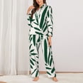 thumbnail image 2 of Fotbe Palm Branch With Leaves Conjunto de Pijama de Manga Larga para Mujer con Estampado, Ropa de Dormir de 2 Piezas, Conjunto de Casa Suave y Cómodo con Bolsillos-Medium, 2 of 7