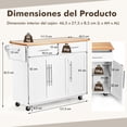 thumbnail image 3 of Costway Carrito de Cocina con Ruedas 2 Cajones 2 Gabinetes Isla de Cocina Rodante Porta Toallas Cuchillos Estante Ajustable para Comedor, 3 of 10
