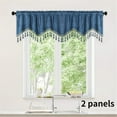 thumbnail image 6 of Honeeladyy Soft Tassles Valance Curtains, Solid Color Elegant Valances for Kitchen Bedroom Living Room, 1 Piece Light Blue Rod Pocket Short Window Valance, 59.06x15.75 in, 6 of 6