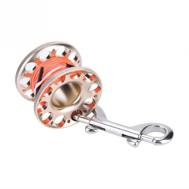 30m DIY Fishing Reel Spool Line Mini Aluminium Reel Baitcasting Reel Spool with Stainless Steel Double Ended Hook ,Rigid Aluminum Skeletal Frame