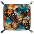thumbnail image 2 of Women Girls Leather Square Dish Trinket Plate Jewelry Tray, Bright Skull Spiders Pattern Flag Mothers Day Birthday Gift, 20.5x20.5cm, 2 of 6