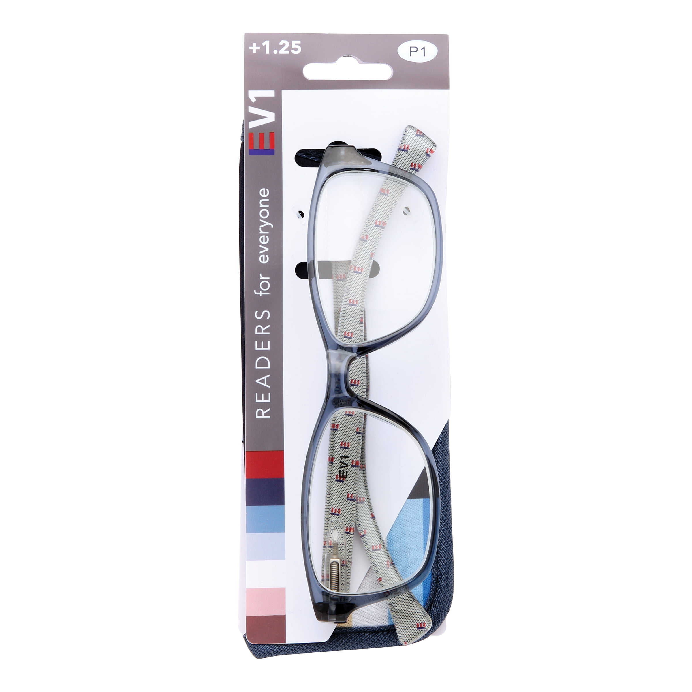 EV1 Nola Crystal Blue +1.25 Reading Glasses with Case