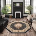thumbnail image 3 of Traditional Area Rug (7'11'' Octagon) Oriental Black, Beige Indoor Octagon Easy to Clean, 3 of 5