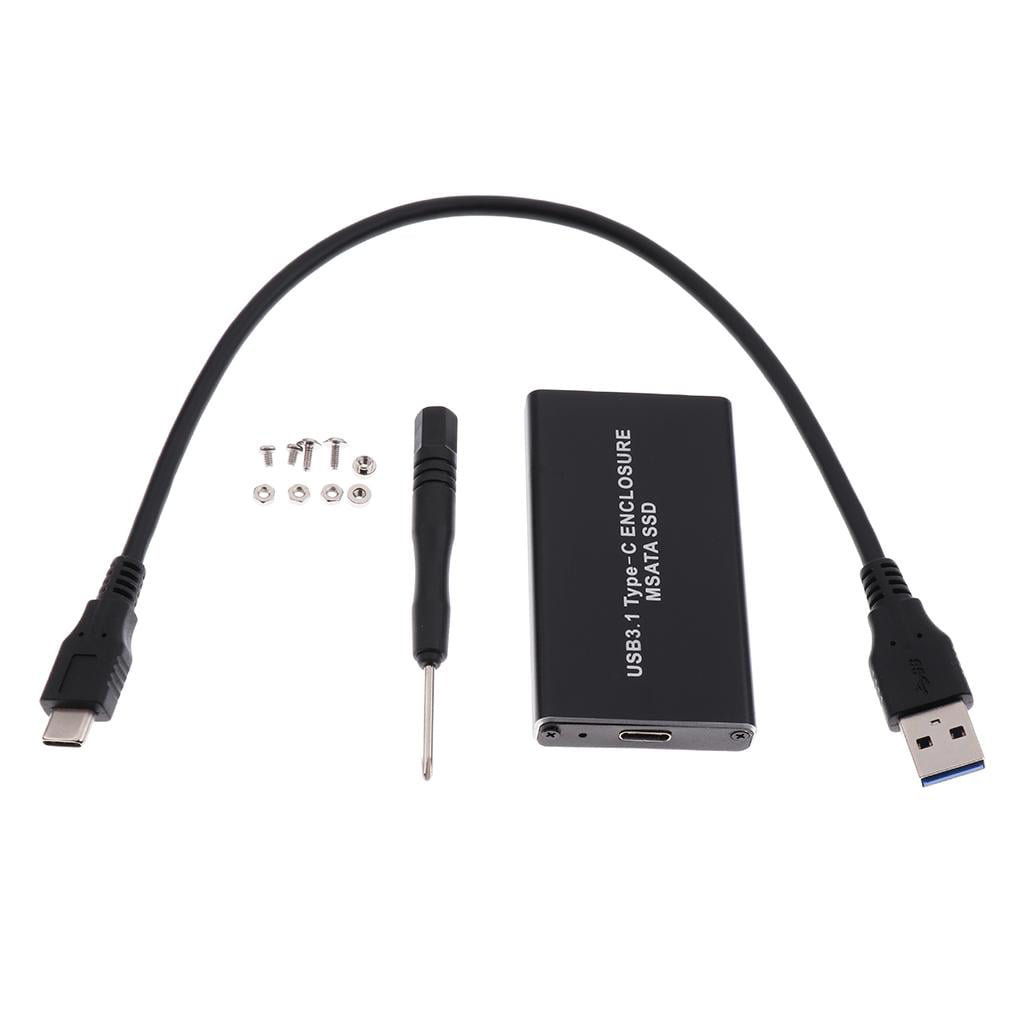 MSATA to USB 3.1 Type C External SSD Enclosure Conveter Case Black 