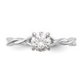 thumbnail image 4 of Solid 14k White Gold Peg Set Solitaire Engagement Ring with CZ Cubic Zirconia Size 6.5, 4 of 8