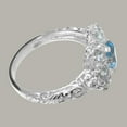 thumbnail image 4 of LBG British Made 10k White Gold Womens Ring Natural Blue Topaz & Cubic Zirconia Statement Ring - 33 size options - Size 7.5, 4 of 6