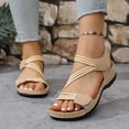 thumbnail image 2 of Bibifish Womens Wedge Sandals Summer Open Toe Relaxed Cozy Multi Strap Dual Durable Hook Loop Soft Padded Footbed Daily Walking Sandals, 2 of 9