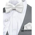 thumbnail image 4 of Men's White Bow Tie with Handkerchief & Cufflinks Pre-Tied Style Formal Satin Classic Bowtie for Tuxedo Faux Silk, by Adam Young (Large, White), 4 of 5
