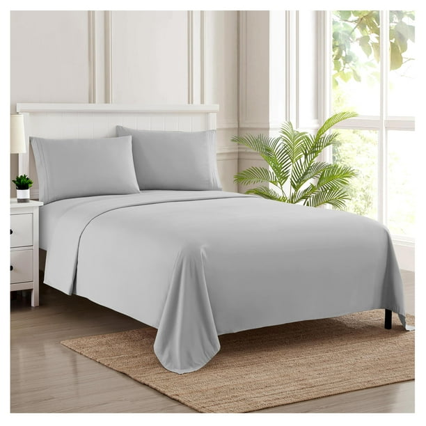 Juego de sábanas Sweet Home Collection Supreme, color plateado