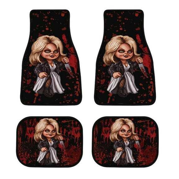 Bride of Chucky Car Floor Mats 4PC Set Anti Skid Vehicle Floor Mat Car Carpet for Front Rear Seats Universal Auto Interior Accessories