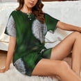 thumbnail image 4 of Sikiie Dandelion Womens Pajama Sets Short Sleeve Top With Pants Sleepwear 2 Piece Lounge Set-3X-Large, 4 of 6