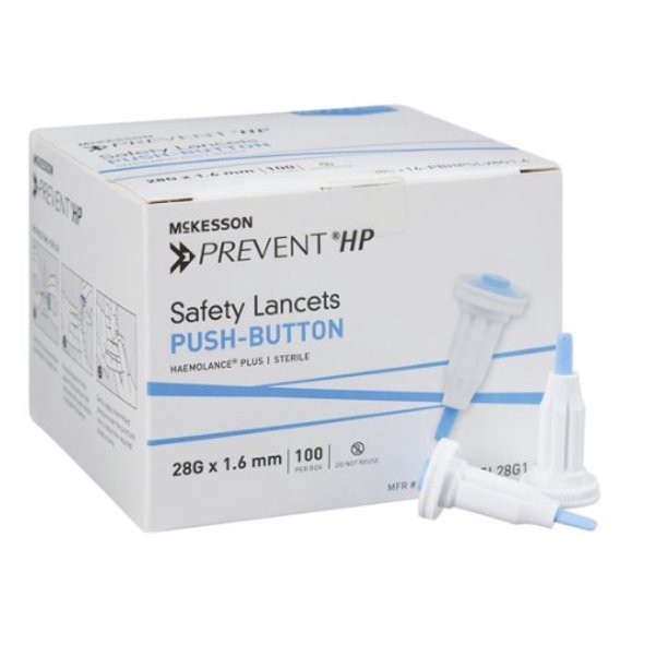McKesson Prevent Fixed Depth Lancet Lancet 28 Gauge Needle 1.6 mm Depth