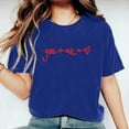 thumbnail image 4 of Going Out Tops for Women Dgankt Women's Valentine's Day Short Sleeve Monogram Printed Solid Color Top Short Sleeve Crew Neck Top/Shirt, 4 of 6