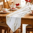 thumbnail image 2 of White Gold Marble Table Runner Linen Burlap Table Runner 72 Inches Long Abstract Simple Geometric Dresser Scarves for Kitchen Island Coffee Dining Room Party Wedding Banquet Holiday Decor 18"x72", 2 of 8