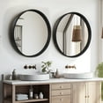thumbnail image 2 of WallBeyond 24 inch Black Wood Frame Round Bathroom Vanity Mirror, Home Decor Wall Mirror, 2 of 8