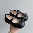 thumbnail image 6 of Kids Girls Black Faux Faux Leather Mary Jane Flats Non-Slip Rubber Sole Hook and Loop Closure with Bow Accent for Kids & Little Kid Dress Shoes,Size 11, 6 of 7