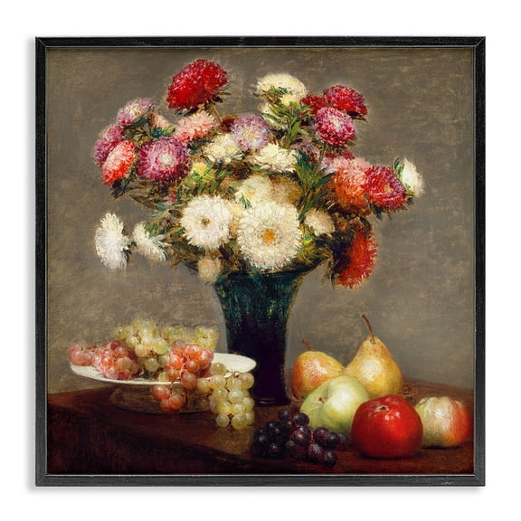 Stupell Industries French Country Fruit & Asters Still Life Black Framed Giclee Art, 12 x 12, by CAD Designs