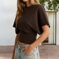 thumbnail image 5 of Yopmin Dolman Sleeve T Shirts for Women Crewneck Tighten Waist Crop Top Casual Loose Summer Tee for Daily Wear, 5 of 7