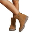 thumbnail image 6 of Wensltd Women's Wide Width Ankle Boots Brown Casual Fashion Classic Fall Flat Booties with Zipper, 6 of 8