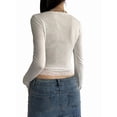 thumbnail image 5 of Women Y2k Retro Long Sleeve Shirt Top Slim Fit Lace Trim T-Shirt Harajuku Fairy Aesthetic Tee Tops Streetwear White XS, 5 of 9