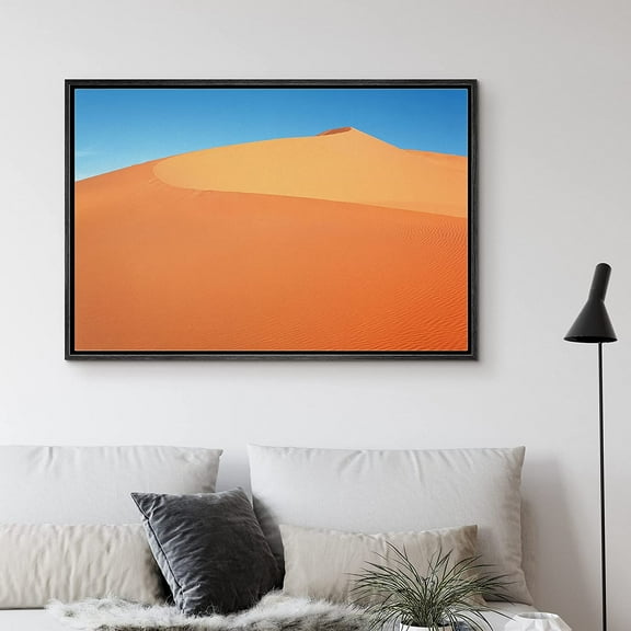 PixonSign Framed Canvas Print Wall Art Neon Orange Sand Dune Natured Desert Photography Realism Rustic Landscape Colorful Multicolor Neon for Living Room, Bedroom, Office - 16"x24" Black